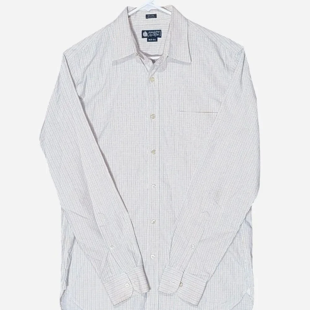 J.Crew Haberdashery Shirt Mens M Orange Blue Grid Plaid 80s 2-Ply Cotton L/S